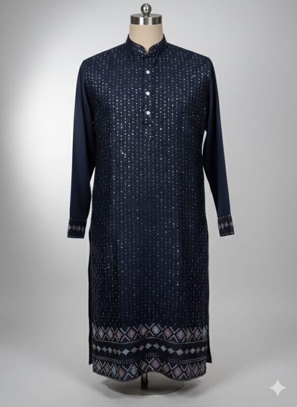 Beautiful Lekha Sal 6 Pure Silk Sequins Work Mens Kurta Pajama Wholesale 2026
