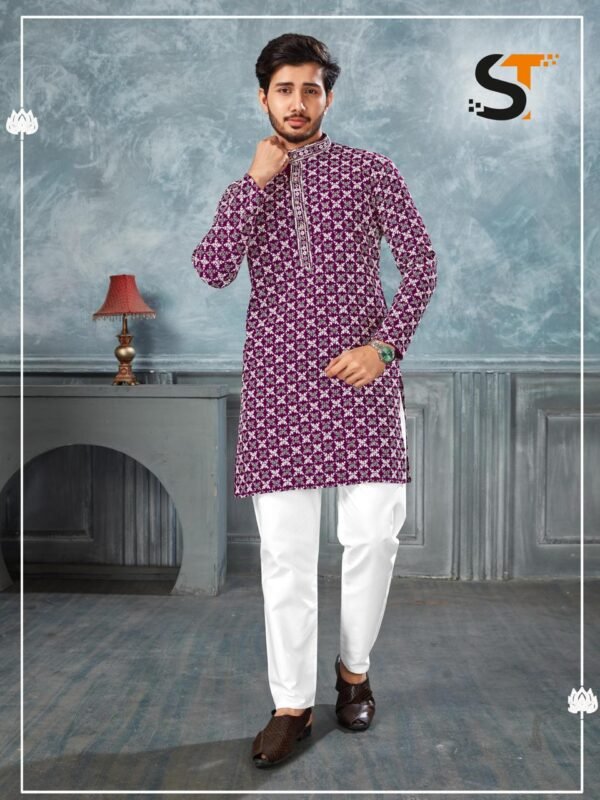 Stylish Lekha Sal 7 Heavy Rayon Chikan Work Wedding Wear Mens Kurta Pajama Wholesale 2026