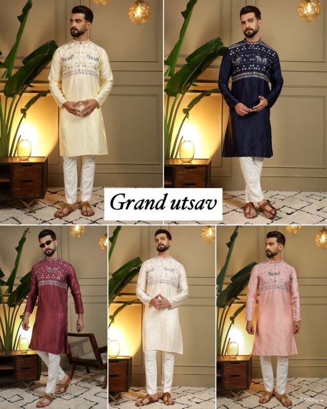 Stylish Lekha LI Grand Utsav Vol 2 Premium Silk Embroidery Sequins Work Kurta With Pajama Wholesale 2026