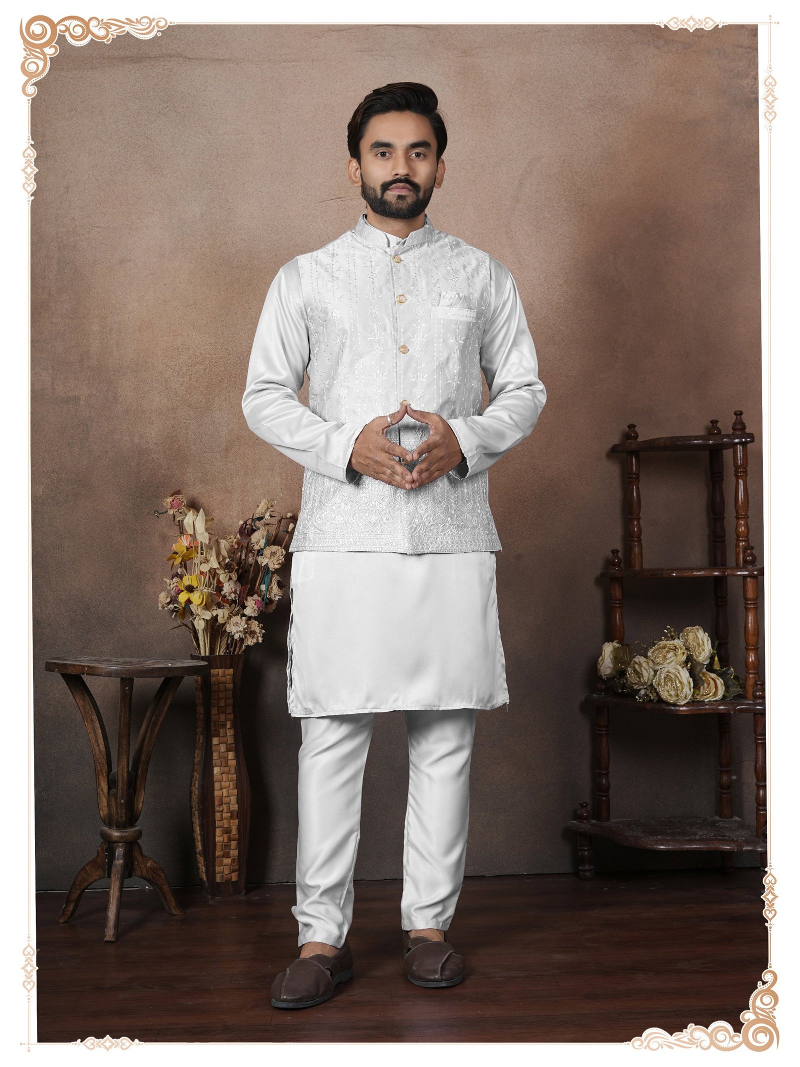 Buy Lekha Sal 17 Groom Malain Satin Heavy Work Koti Kurta Pajama Wholesale 2026