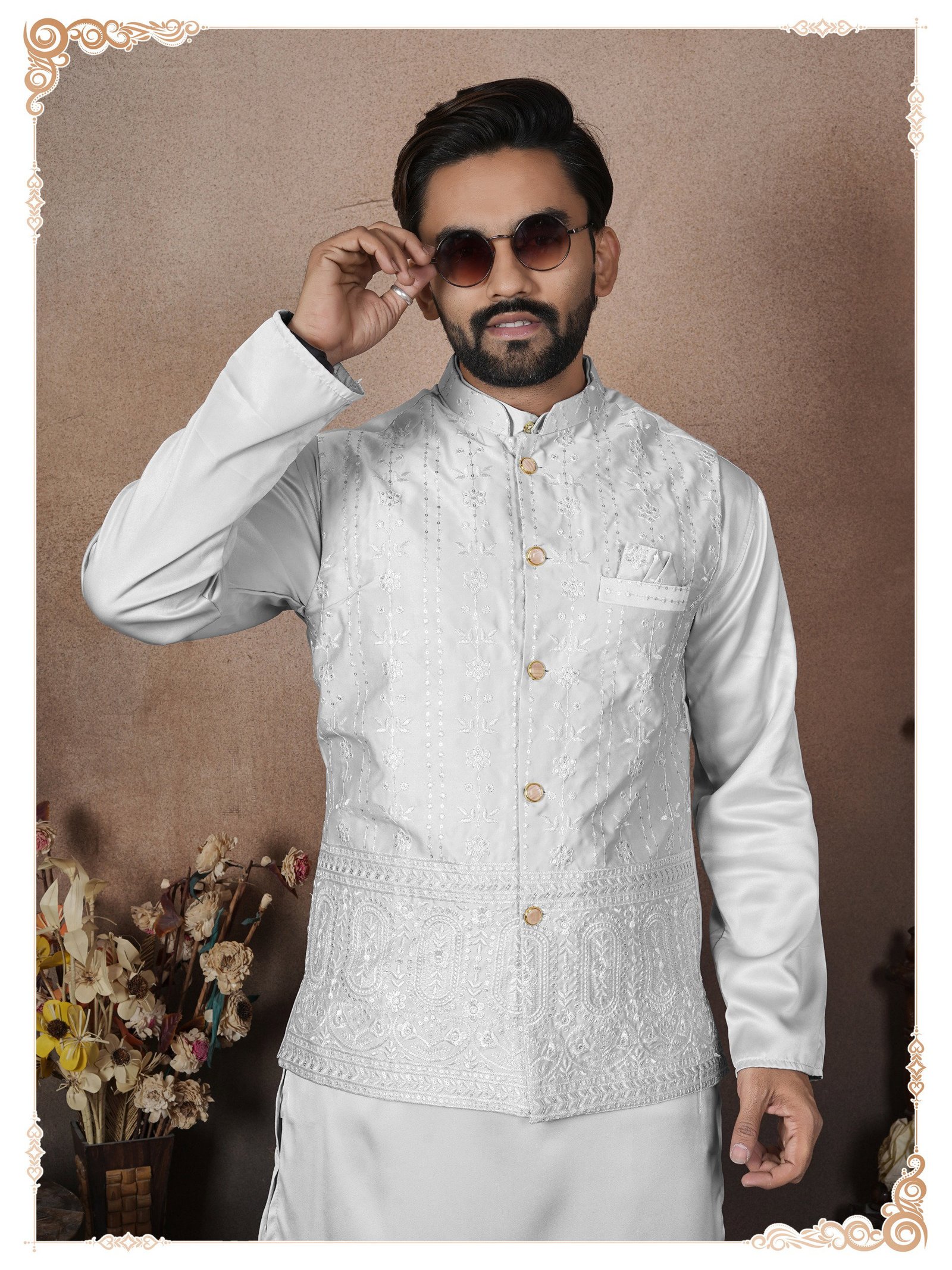 Buy Lekha Sal 17 Groom Malain Satin Heavy Work Koti Kurta Pajama Wholesale 2026