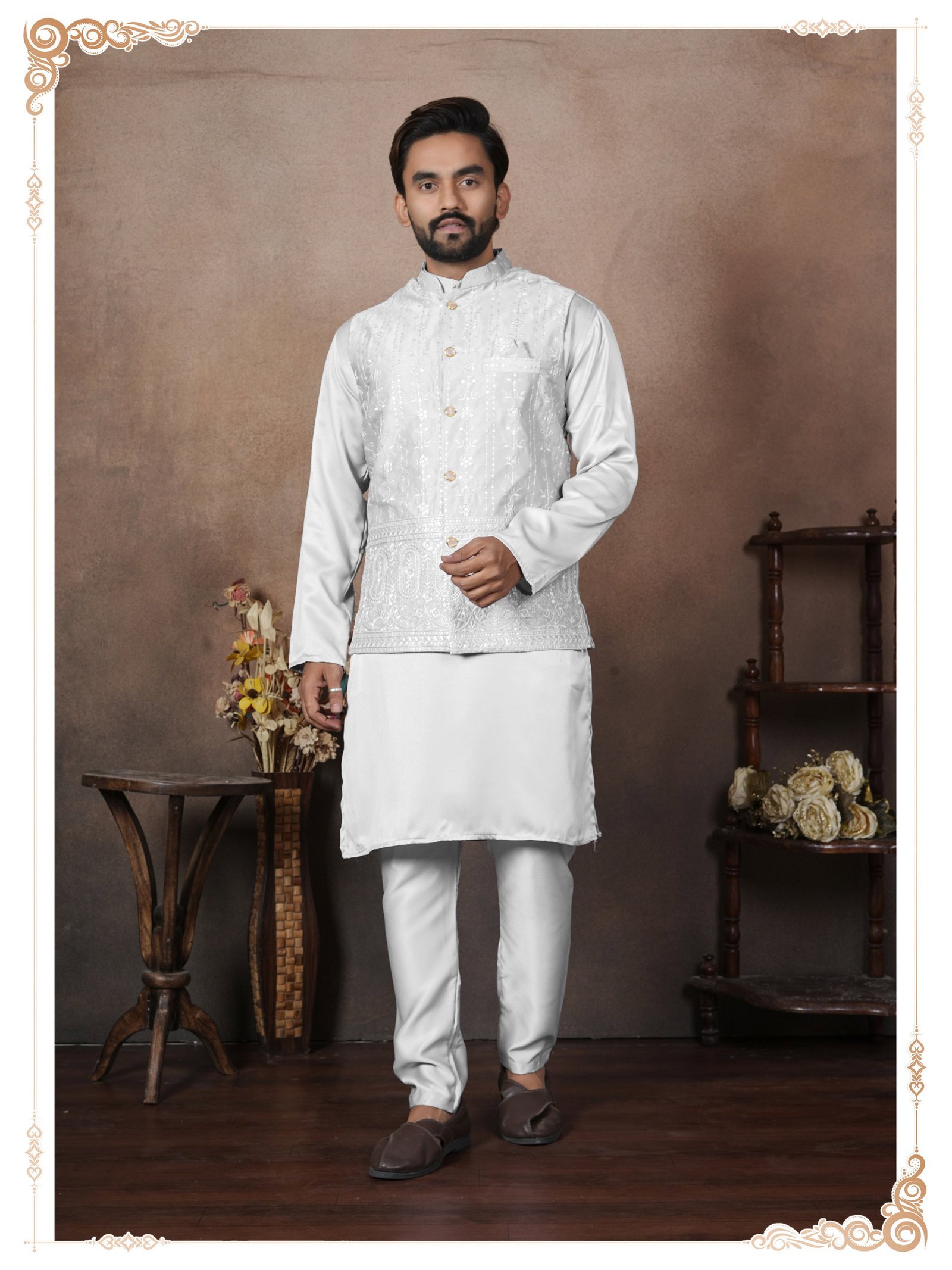 Buy Lekha Sal 17 Groom Malain Satin Heavy Work Koti Kurta Pajama Wholesale 2026