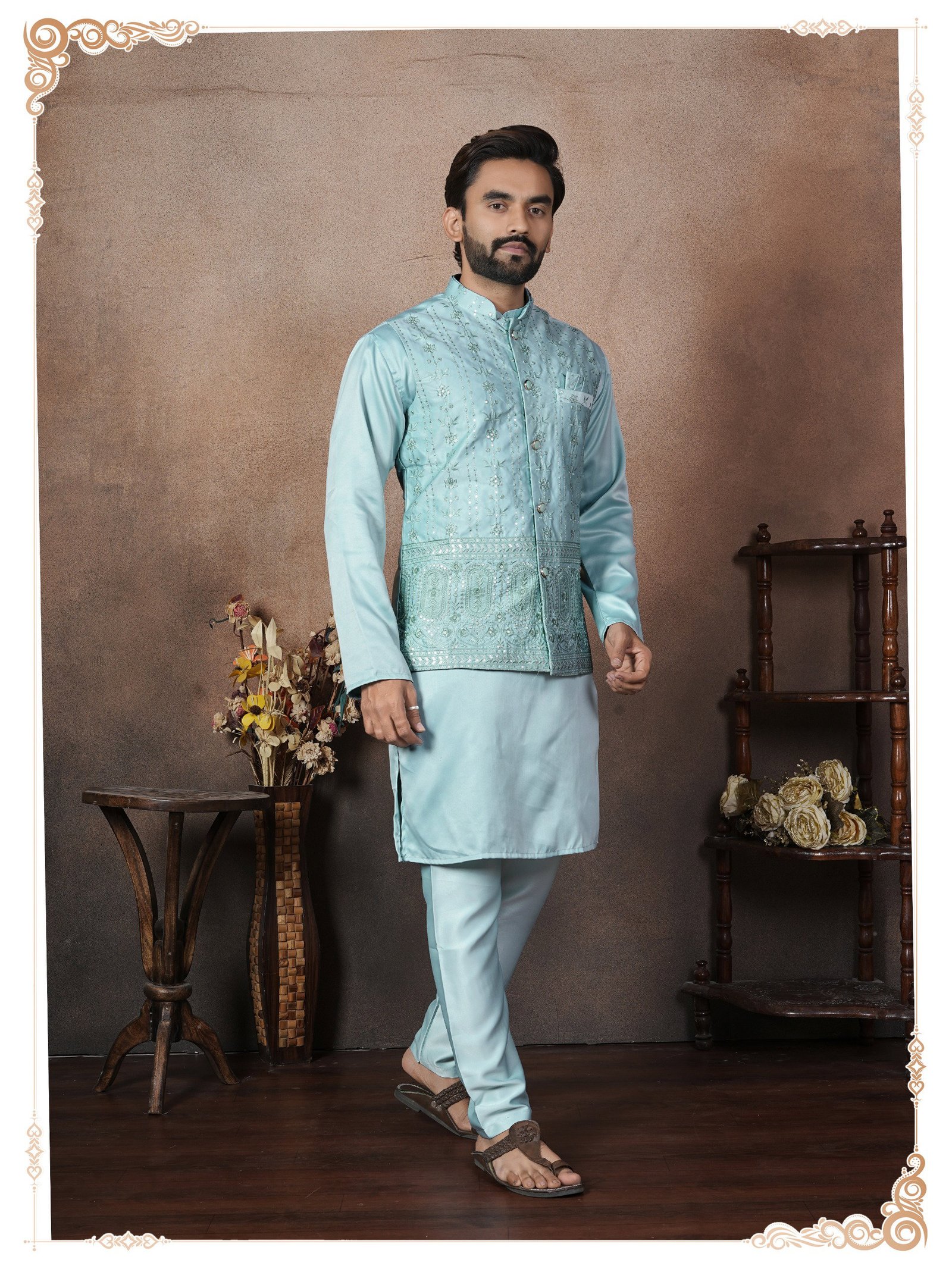 Buy Lekha Sal 17 Groom Malain Satin Heavy Work Koti Kurta Pajama Wholesale 2026
