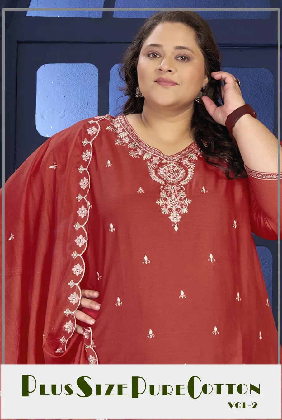 Moksh Plus Size Pure Cotton Vol 2 Cotton Embroidered Kurti With Bottom Dupatta Wholesale