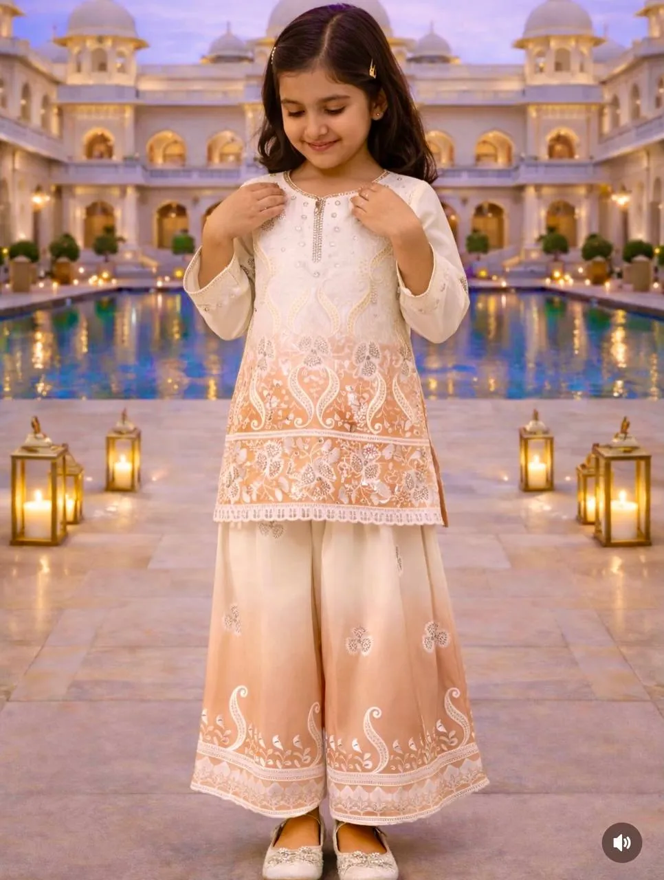 Baby 249 Natural Crep Embroidery Festival Sharara Suit Kids Wear Wholesale Surat