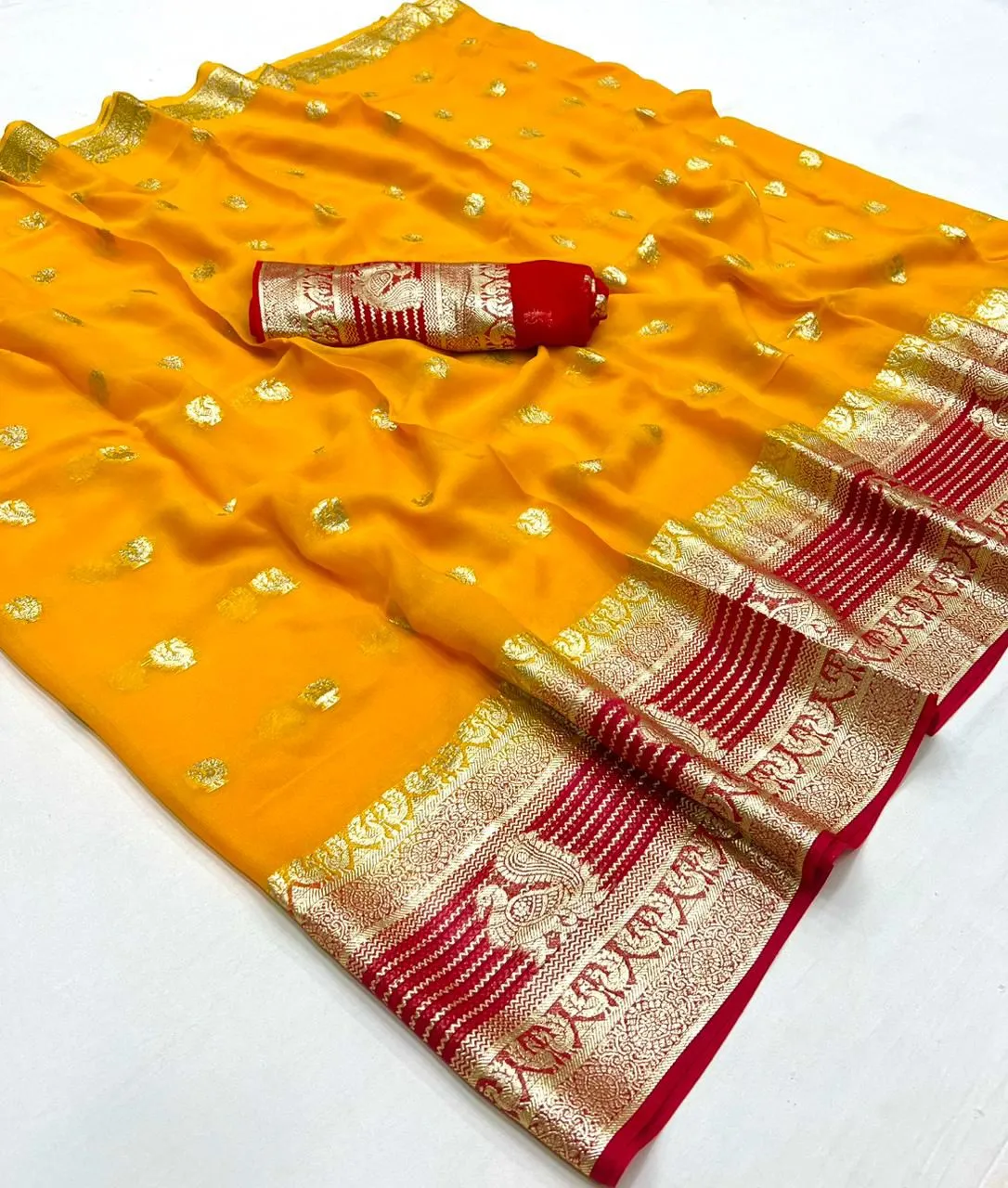 SNT Pure Viscose Georgette Saree Fancy Zari Border