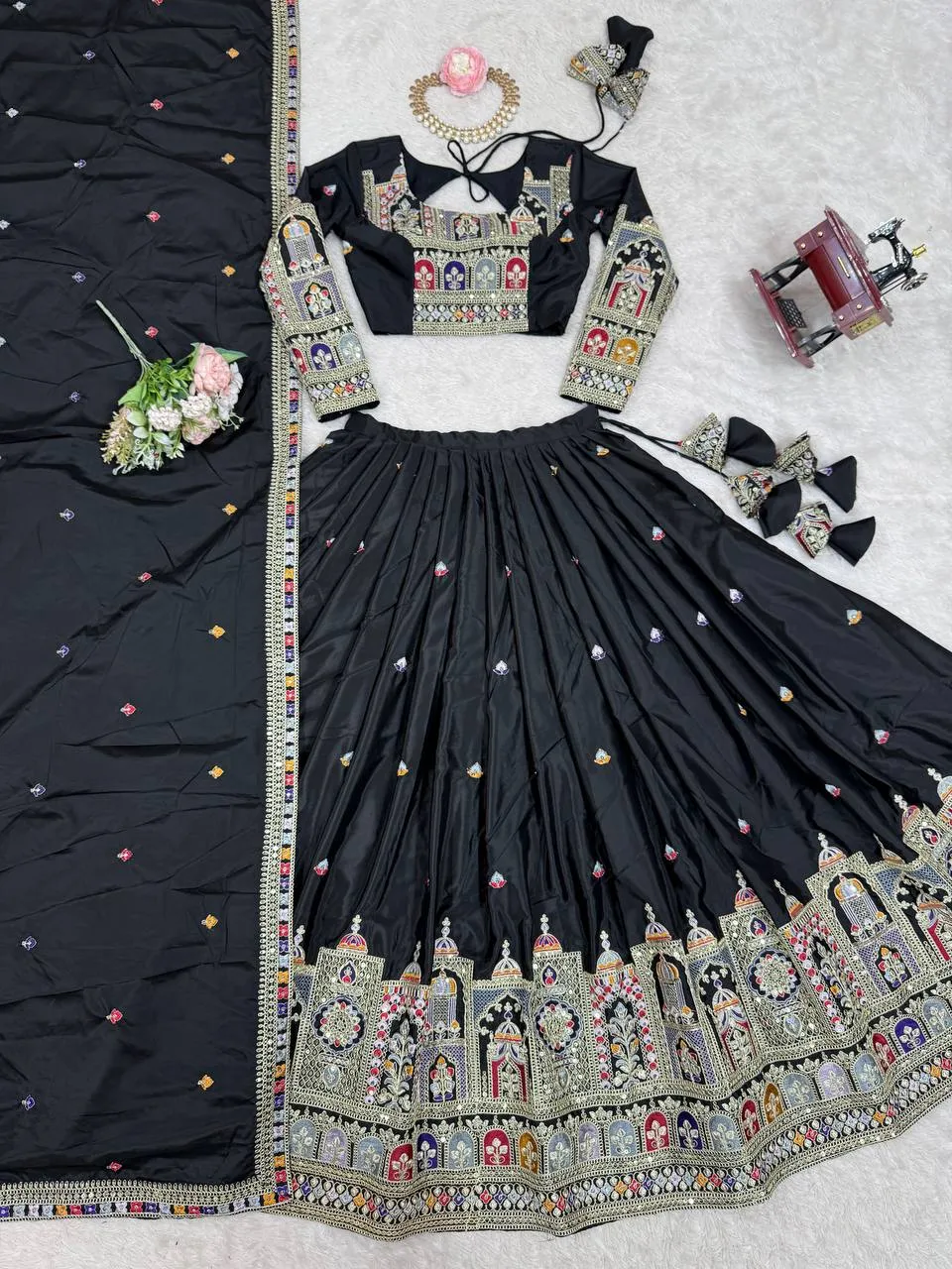 Stylish Deepika 400 Natural Crep Silk Sequnce Thread Work Navratri Collection 2026