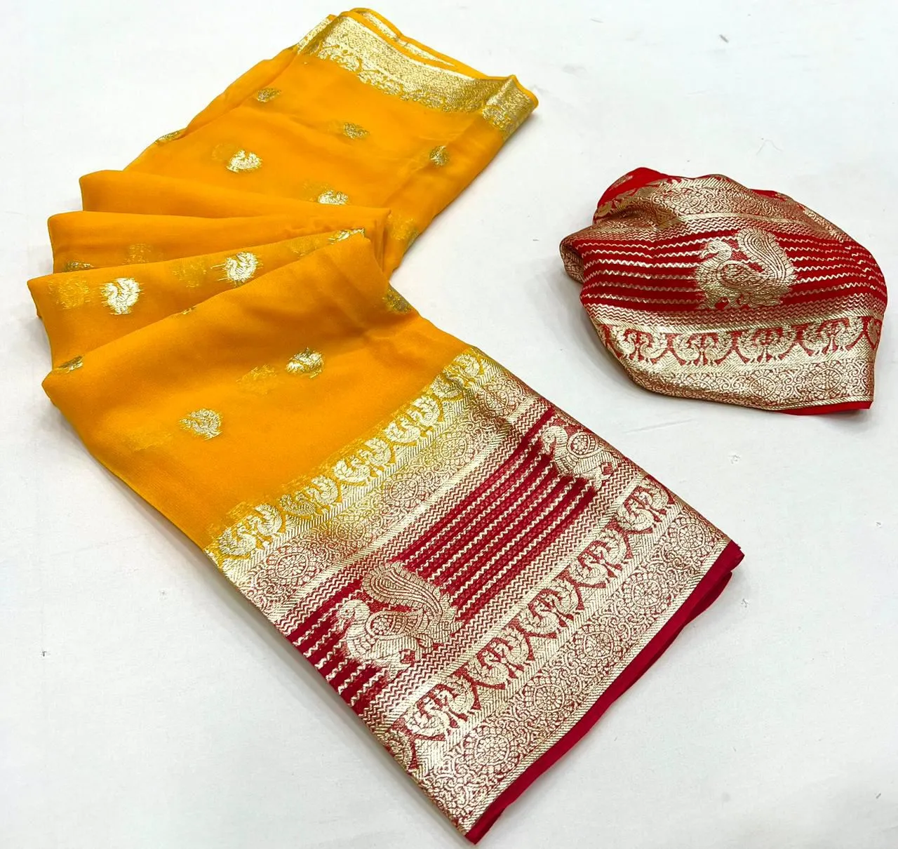 SNT Pure Viscose Georgette Saree Fancy Zari Border