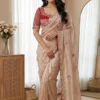 WMS Fandy Satin Embroidery Theard Work Wedding Wear Saree Collection