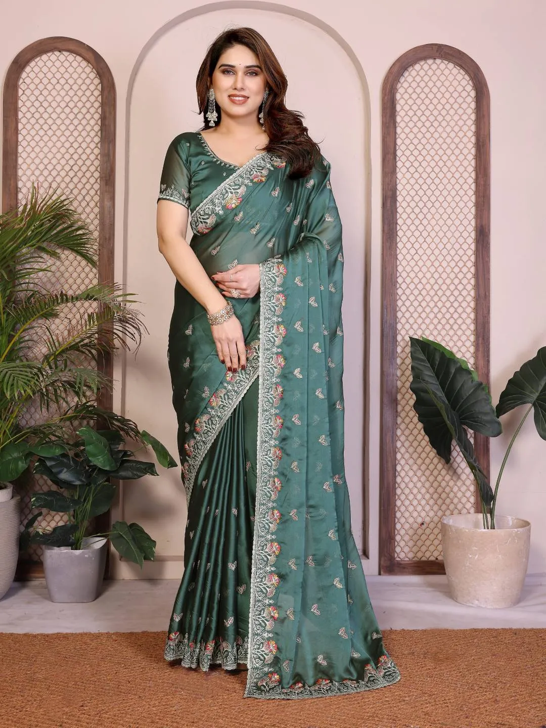 Beautiful Kiara Starbucks2 Rangoli Silk Embroidery Wedding Saree Wholesale Surat 2026