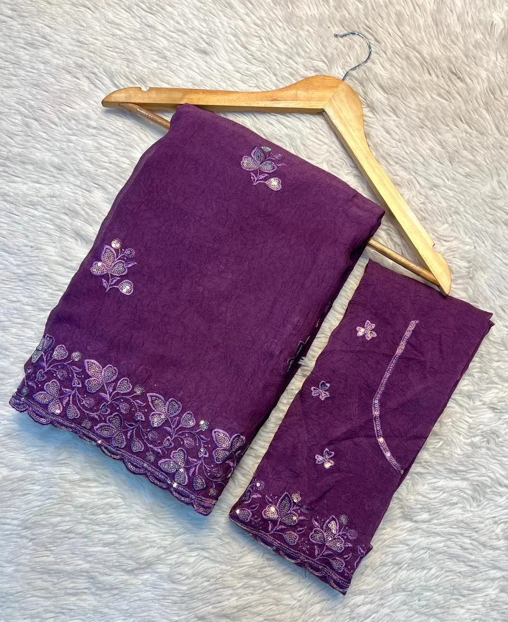 SNT Soft Crush Silk Saree With Sequence Embroidery Work latest Collection