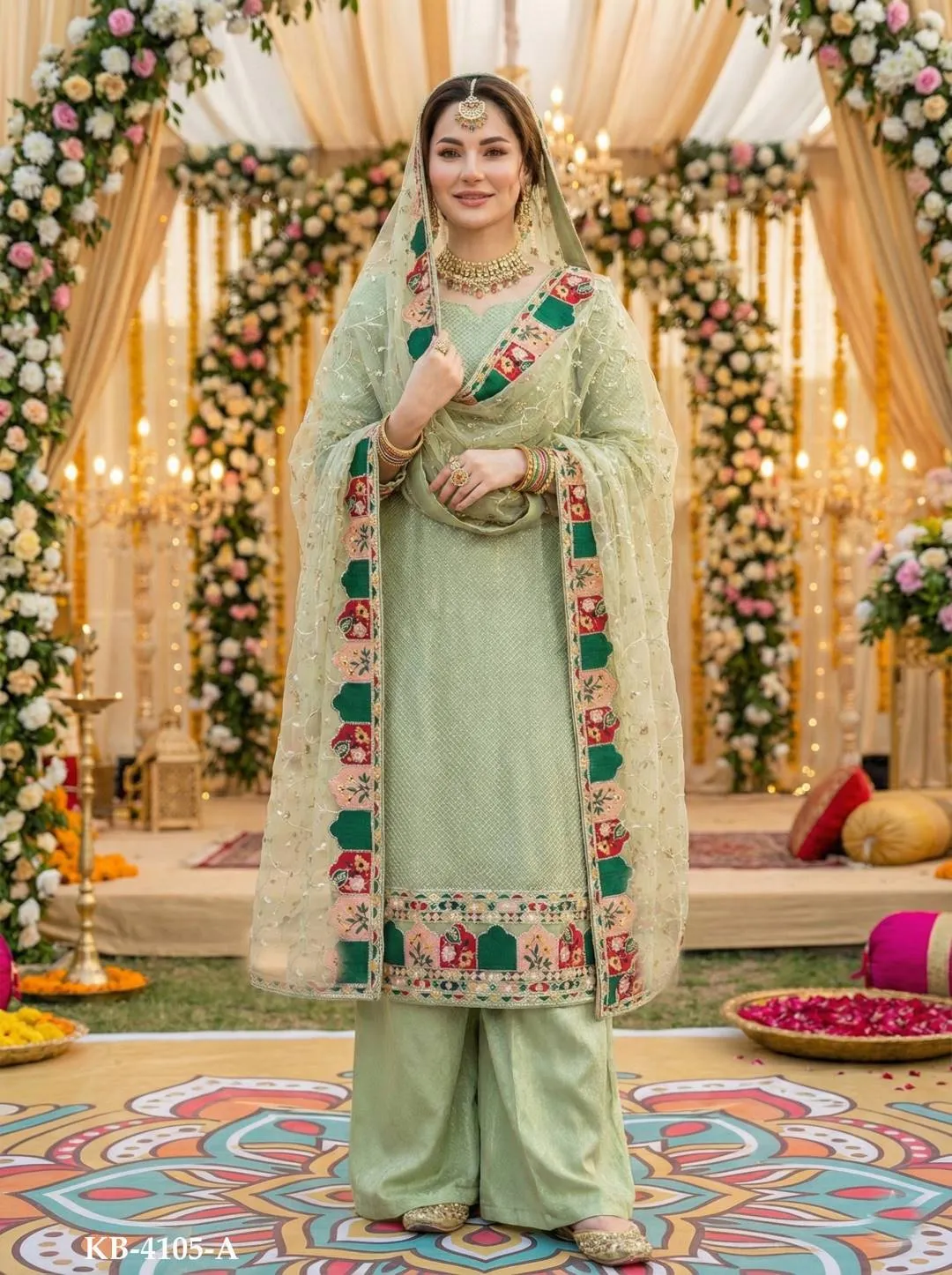 Kb 4107 Georgette Embroidery Work Wedding Wear Pakistani Suit Wholesale Surat