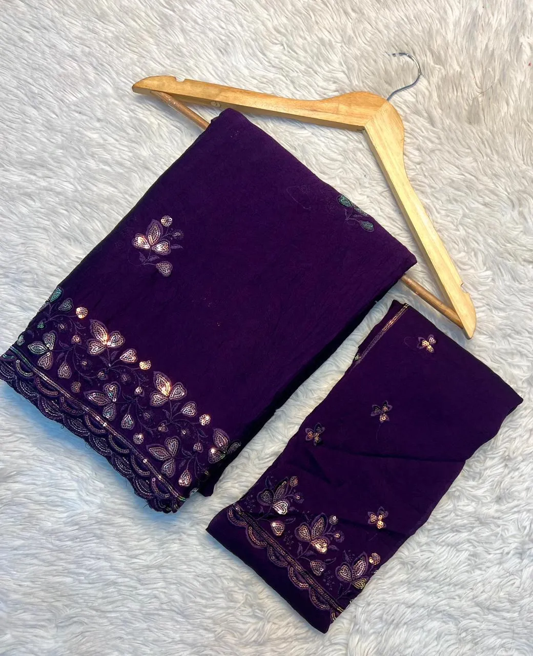 SNT Soft Crush Silk Saree With Sequence Embroidery Work latest Collection
