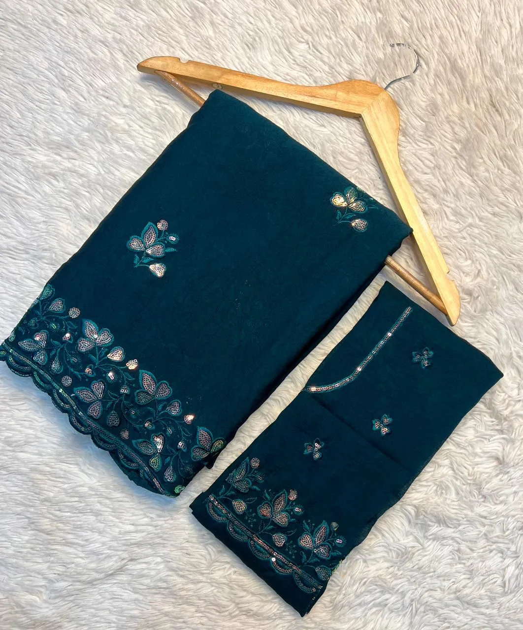 SNT Soft Crush Silk Saree With Sequence Embroidery Work latest Collection