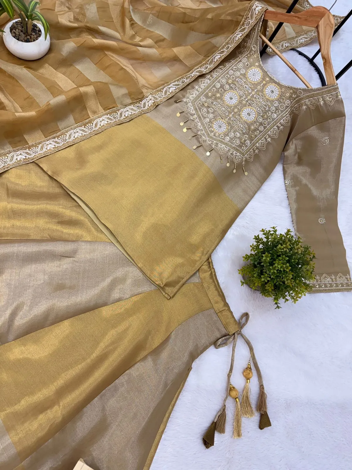 Stylish Pure Banarasi Viscose Silk Golden Lehenga Skirt Dupatta Online RRC 44 2026