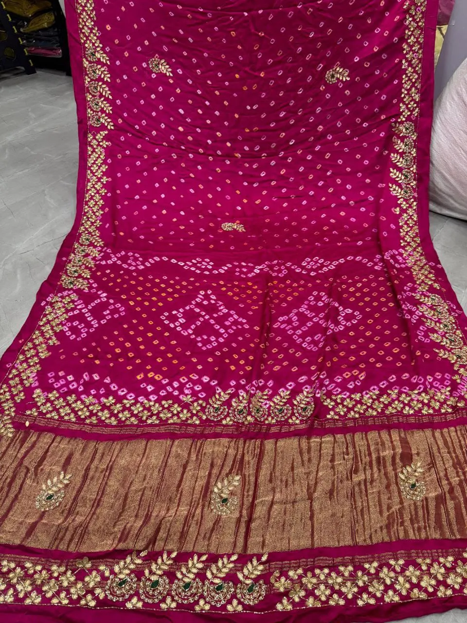 Pure Gaji Silk Bandhani Lagadi Patta Saree Wholesale Surat SANB Vol 102
