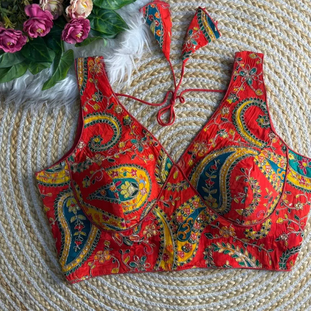 Priyal Crape Silk Position Work Festival Readymade Blouse Collection