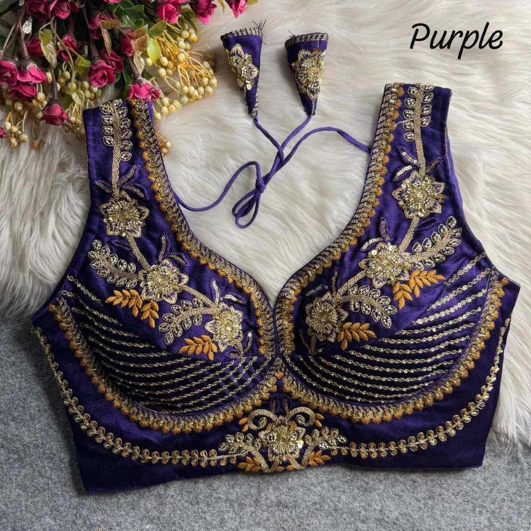 Priyal Sabyasachi Italian Silk Sequence Wedding Readymade Blouse