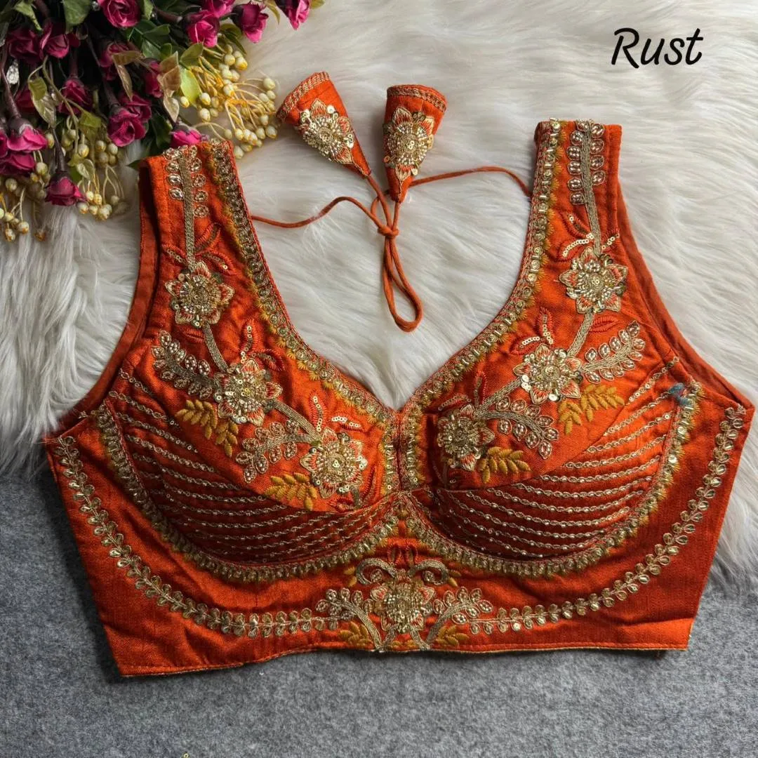 Priyal Sabyasachi Italian Silk Sequence Wedding Readymade Blouse