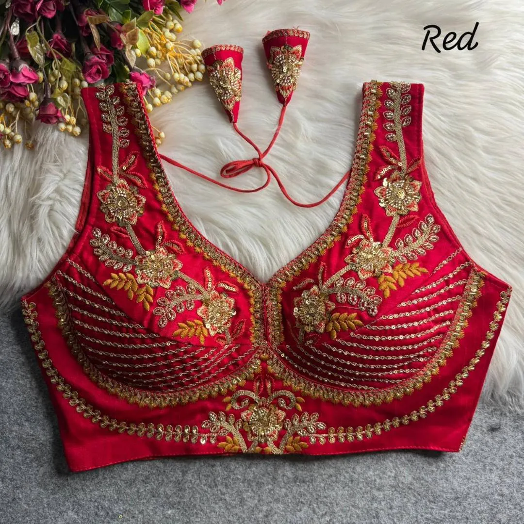 Priyal Sabyasachi Italian Silk Sequence Wedding Readymade Blouse