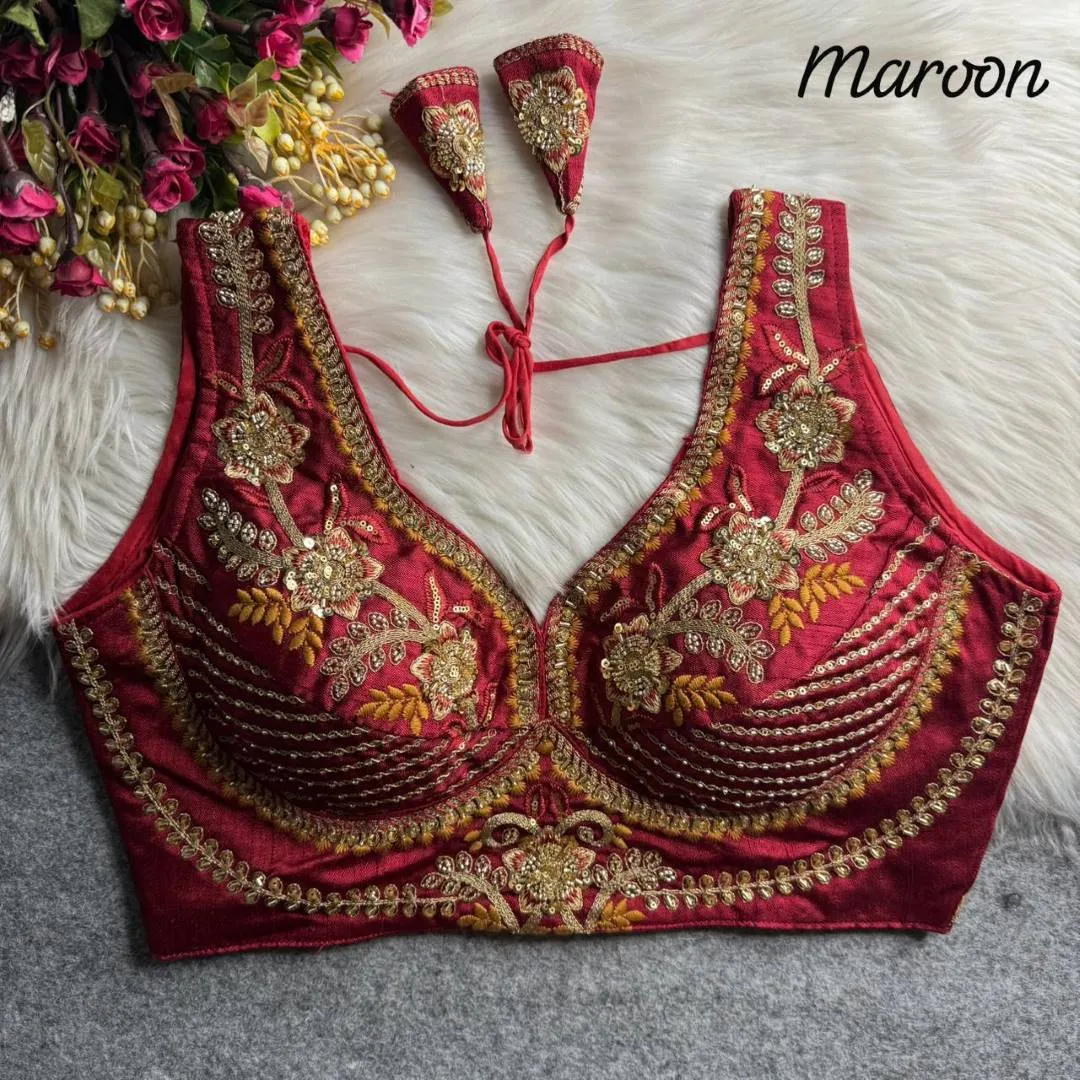 Priyal Sabyasachi Italian Silk Sequence Wedding Readymade Blouse
