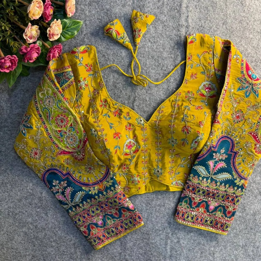 Priyal Sweetheart Crape Silk Position Work Raksha Bandhan Readymade Blouse