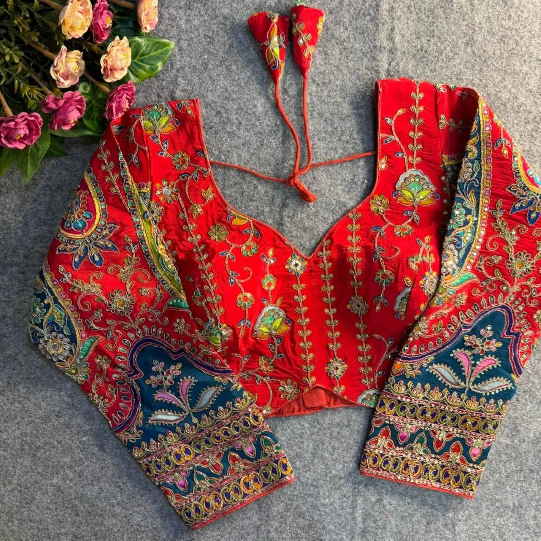 Priyal Sweetheart Crape Silk Position Work Raksha Bandhan Readymade Blouse