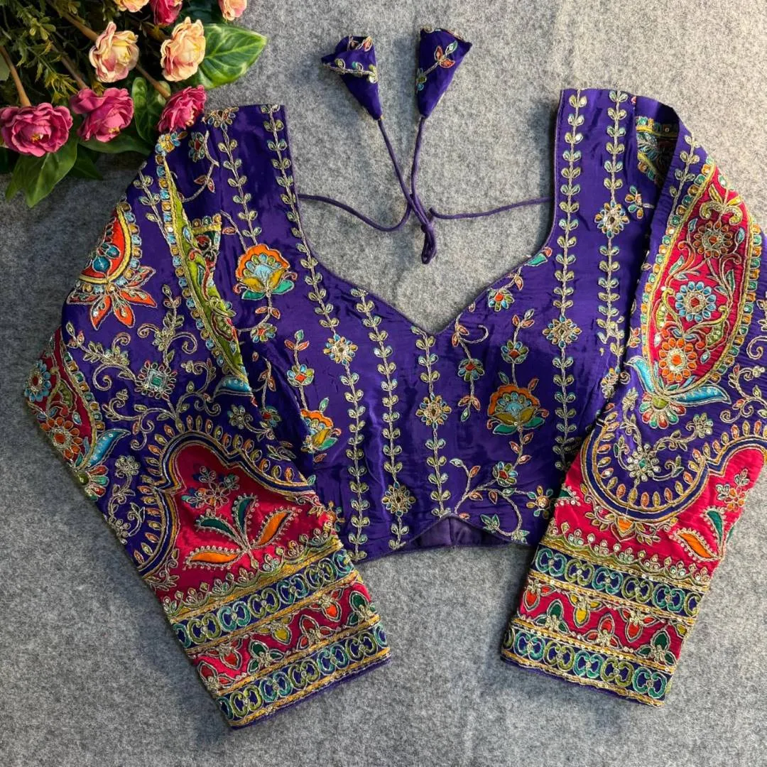 Priyal Sweetheart Crape Silk Position Work Raksha Bandhan Readymade Blouse