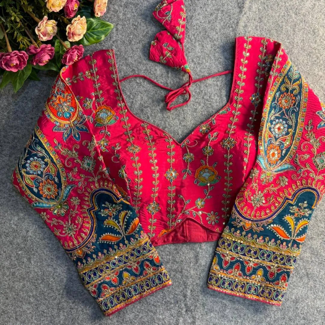 Priyal Sweetheart Crape Silk Position Work Raksha Bandhan Readymade Blouse