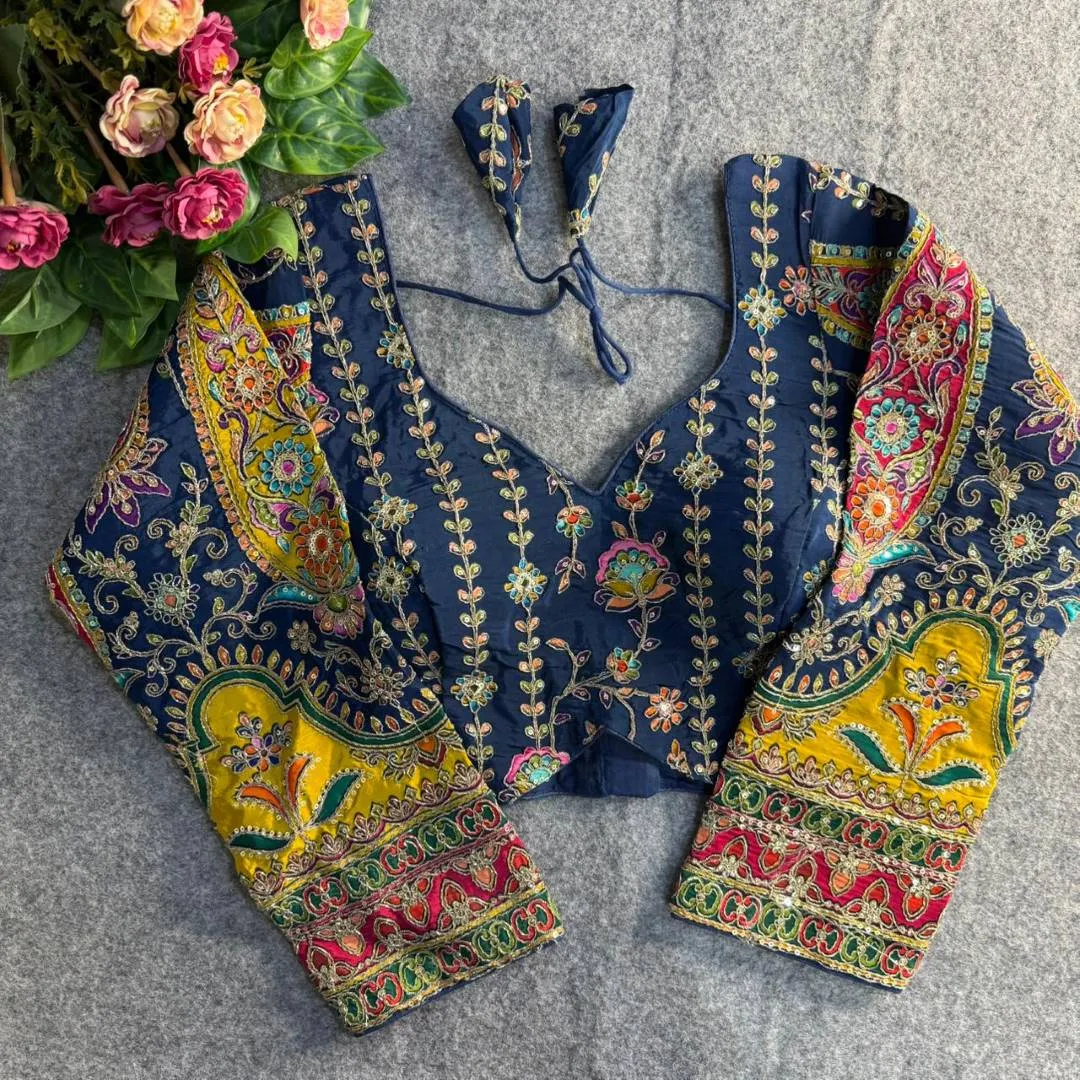 Priyal Sweetheart Crape Silk Position Work Raksha Bandhan Readymade Blouse