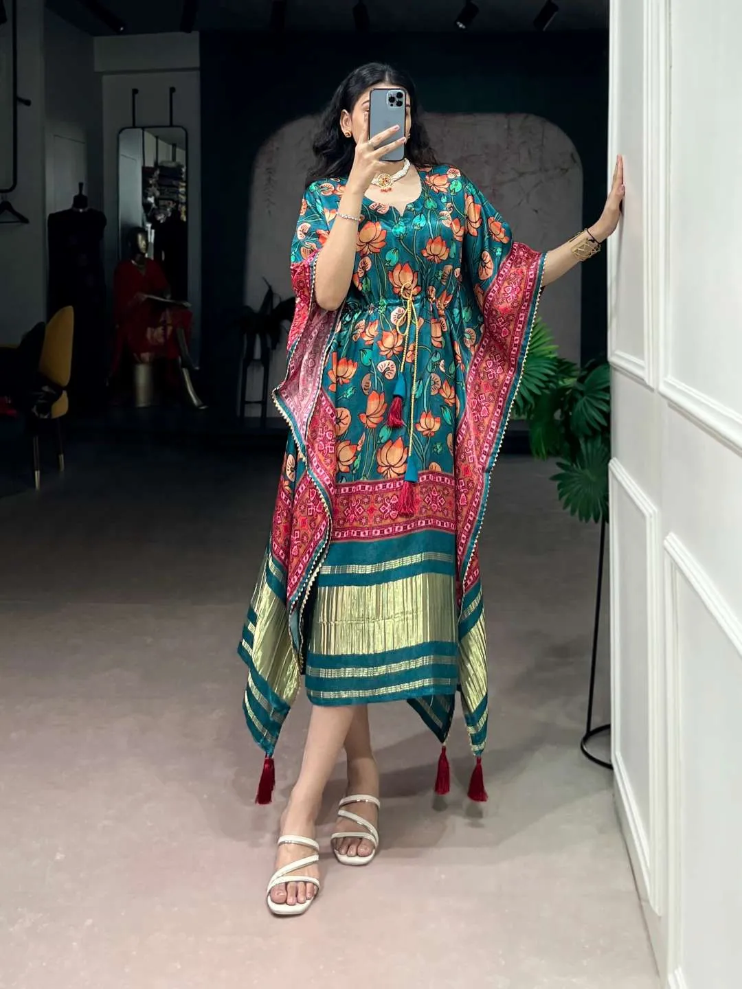 WMN 3003 Pure Gaji Silk Kaftan Wholesale in India
