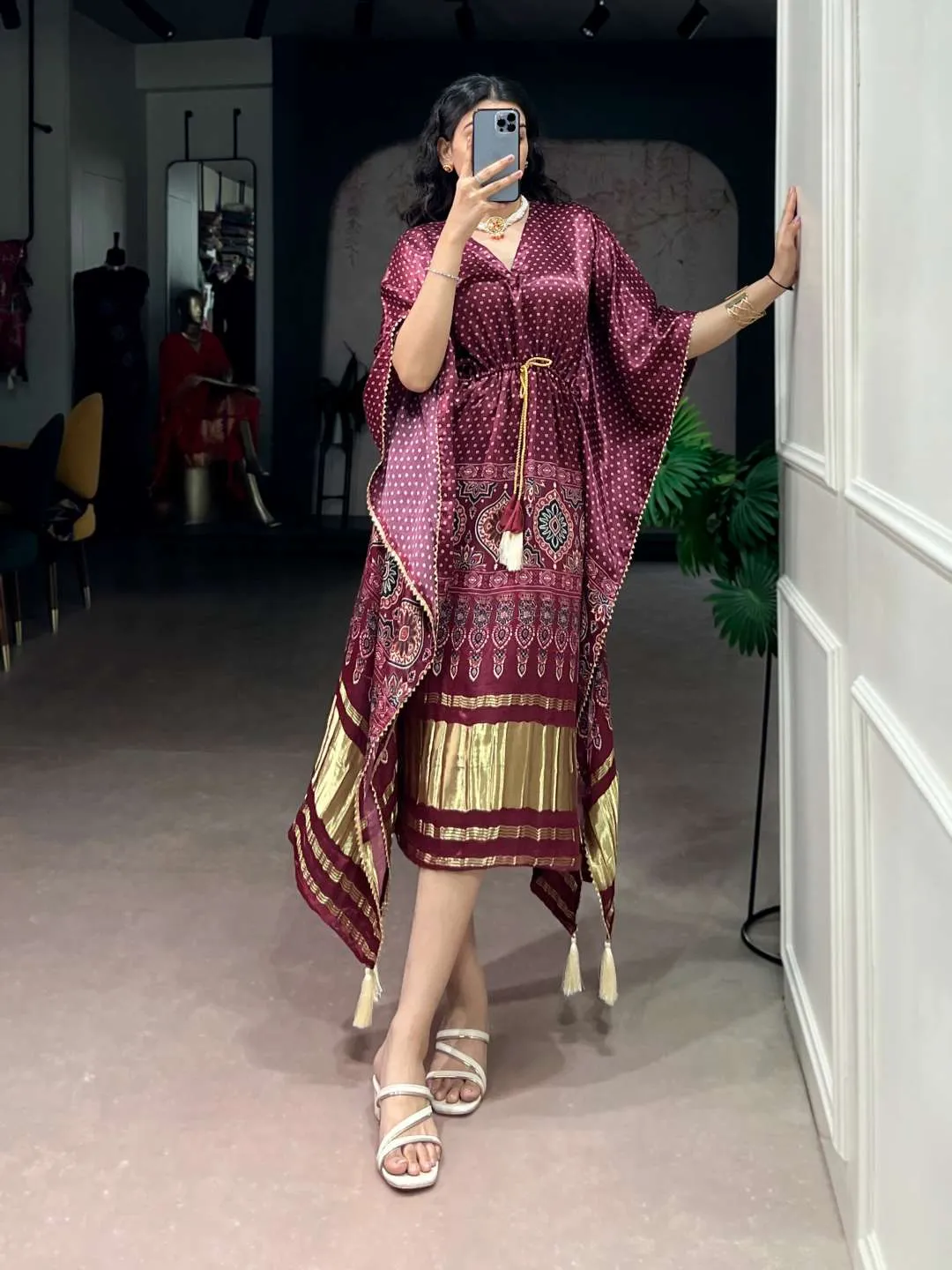 Beautiful WMN 3003 Pure Gaji Silk Kaftan Wholesale in India 2026