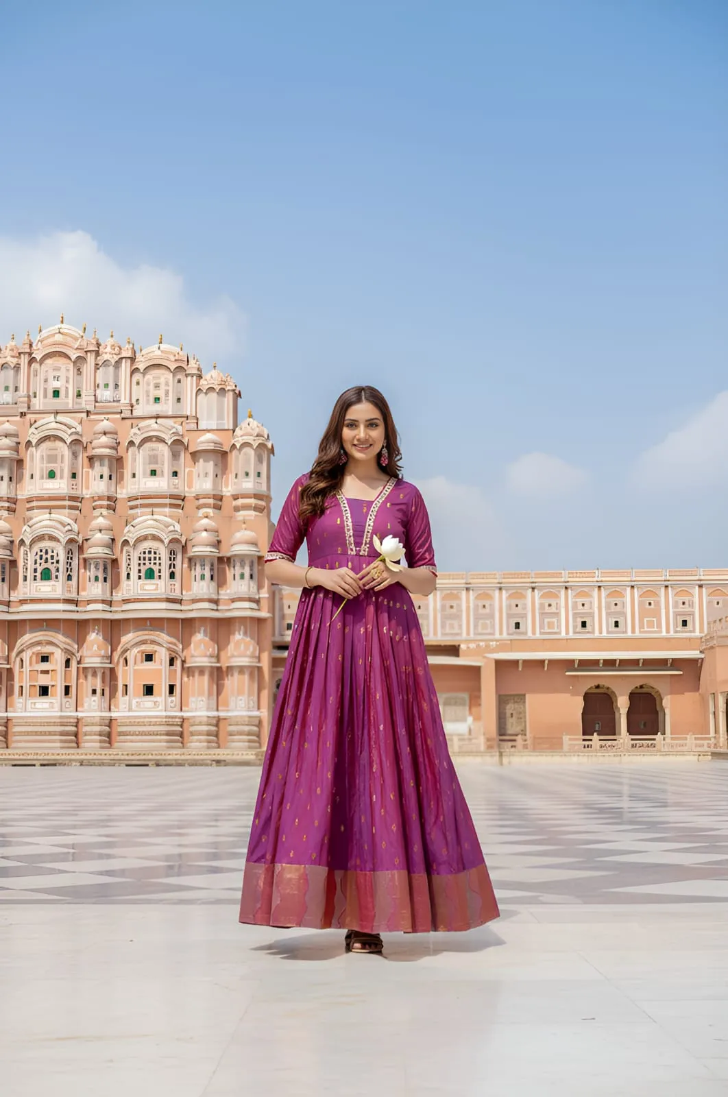 TAF 2407 Craft Silk Women Gown Wholesale Surat India