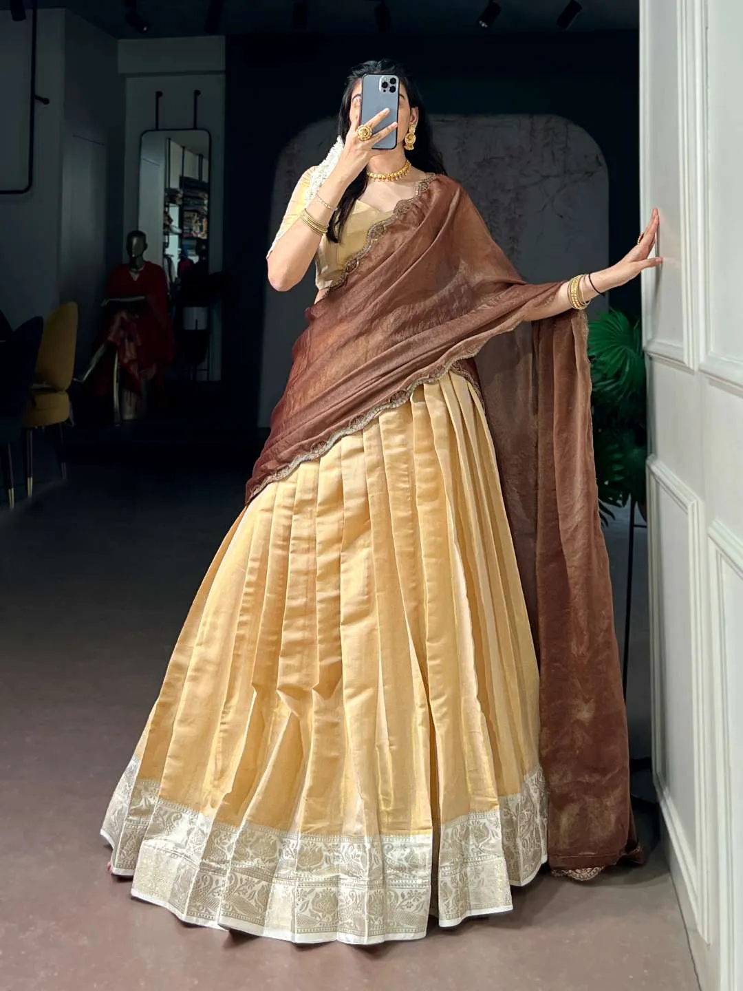 WMN 2010 Kanchipuram Zari Weaving Lehenga Choli Online