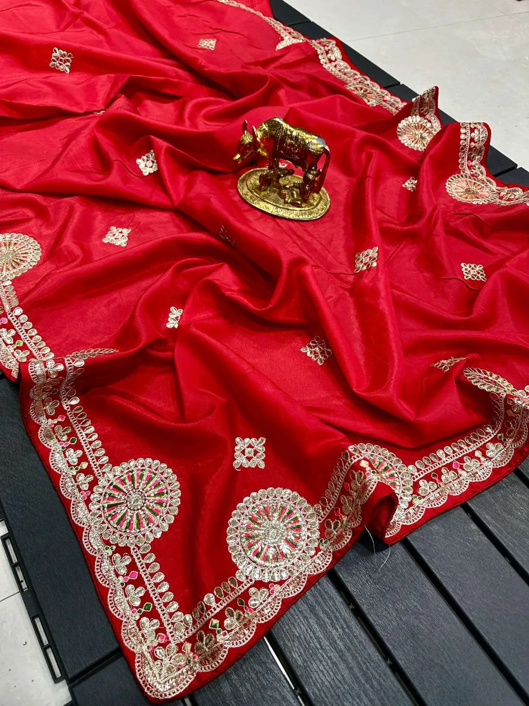 Karishma Radhe Silk with Foil Gota Work Saree Wholesale Surat Market