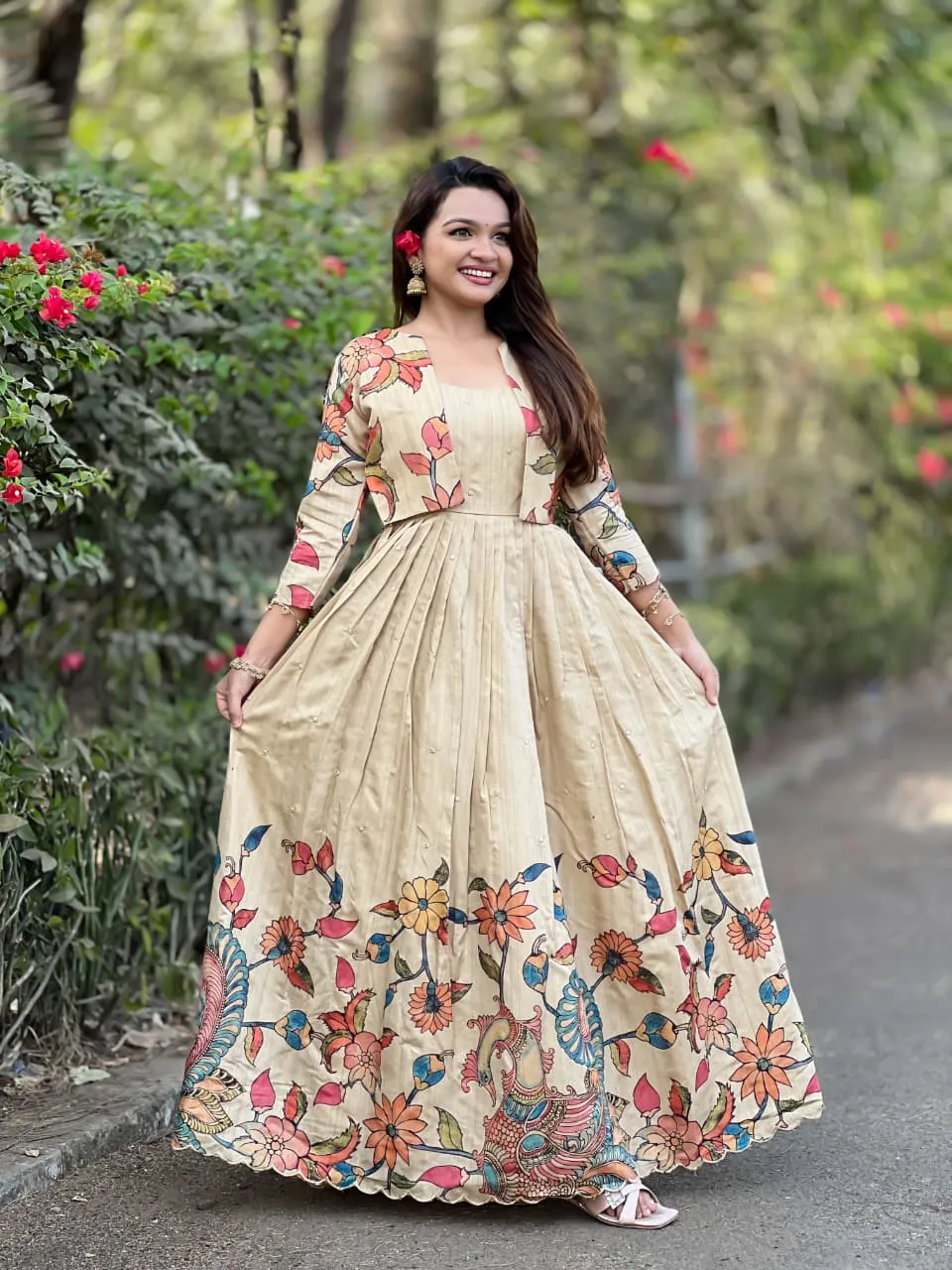 Stylish TAF 2151 Silk Blend Kalamkari Gown Dress Wholesale Surat 2026