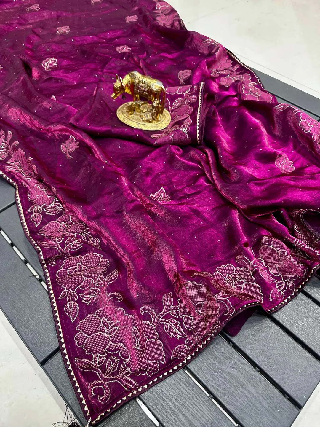 Latest Karishma Fandy Silk Rose Printed Saree Online Surat Market 2026