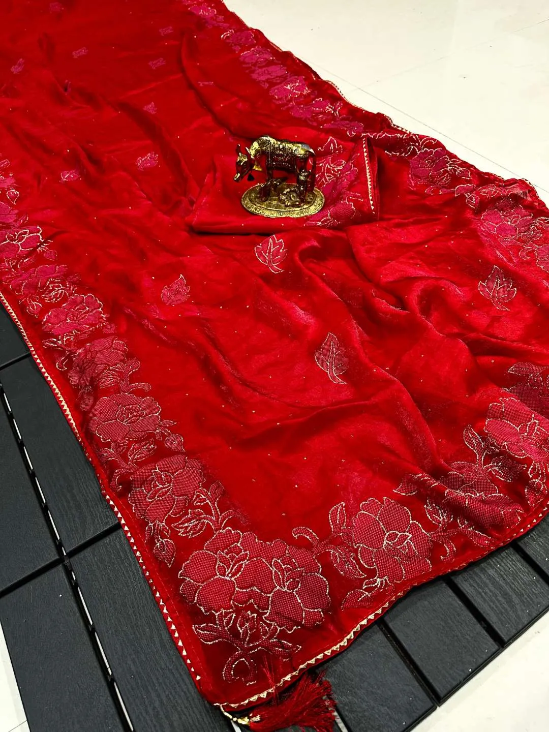 Latest Karishma Fandy Silk Rose Printed Saree Online Surat Market 2026