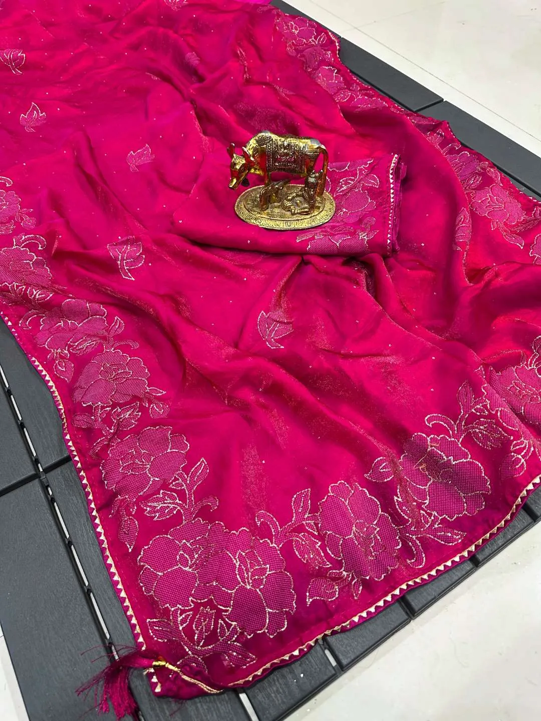 Latest Karishma Fandy Silk Rose Printed Saree Online Surat Market 2026