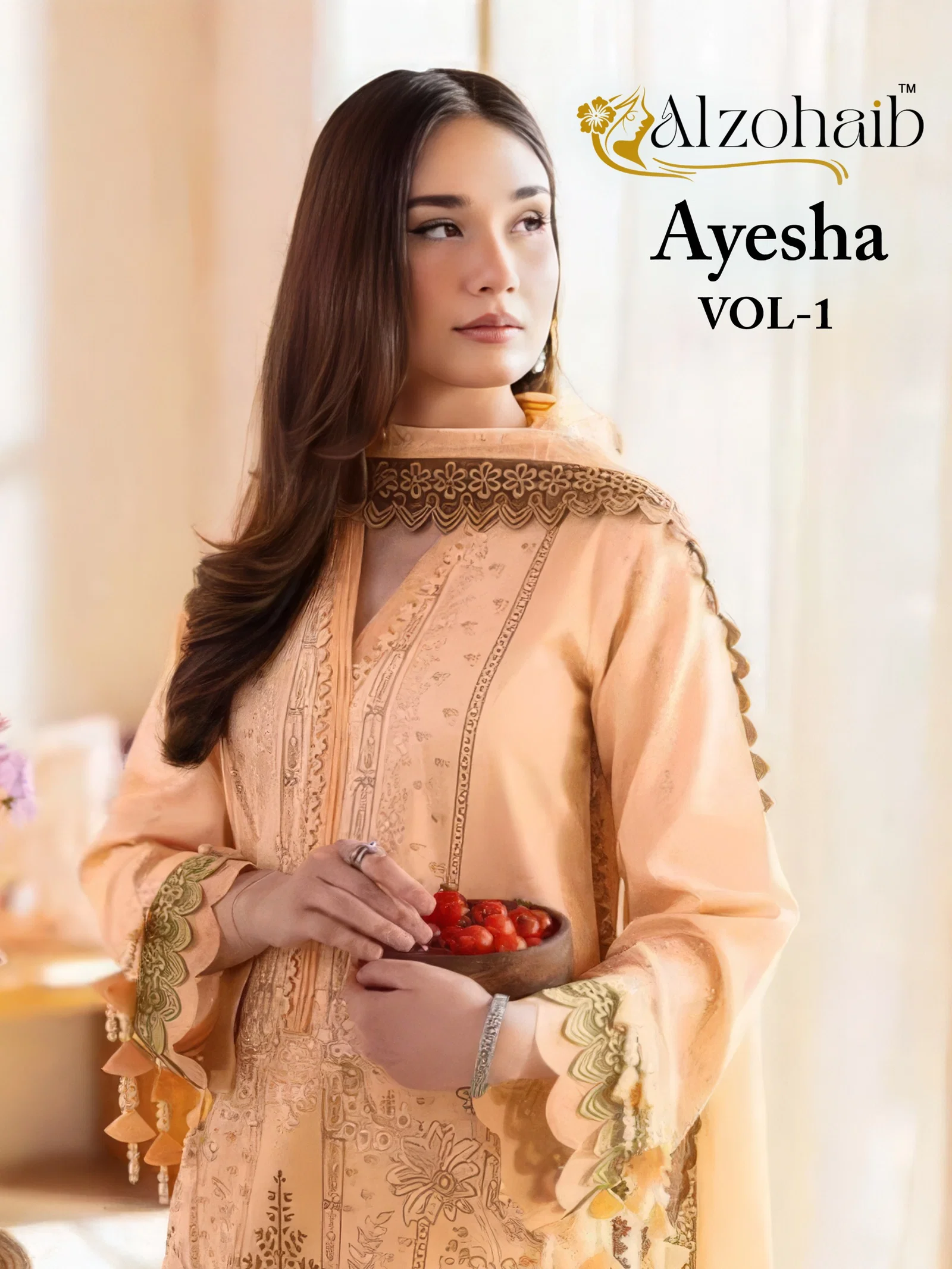 Alzohaib Ayesha Vol 1 Chiffon Dupatta Cotton Patch Worked Salwar Kameez Wholesale