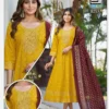 Launching Blue Hills Riya Plus Size Rayon Foil Printed Anarkali Kurti With Dupatta Wholesale 2026