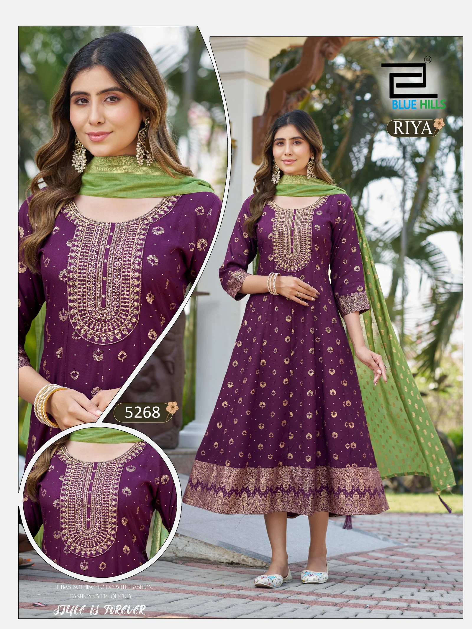 Buy Blue Hills Riya Rayon Foil Printed Anarkali Kurti With Dupatta Wholesale 2026