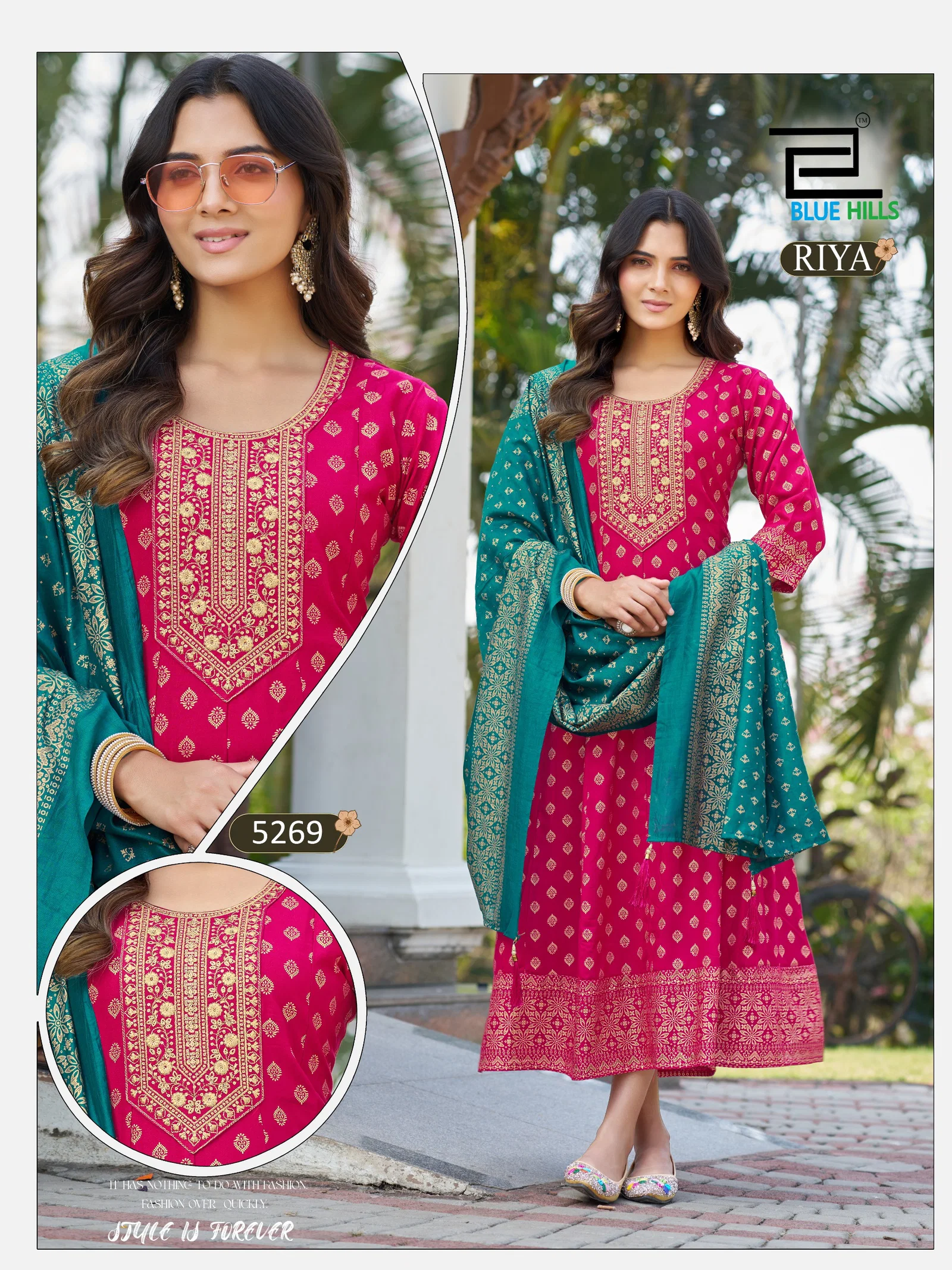 Buy Blue Hills Riya Rayon Foil Printed Anarkali Kurti With Dupatta Wholesale 2026