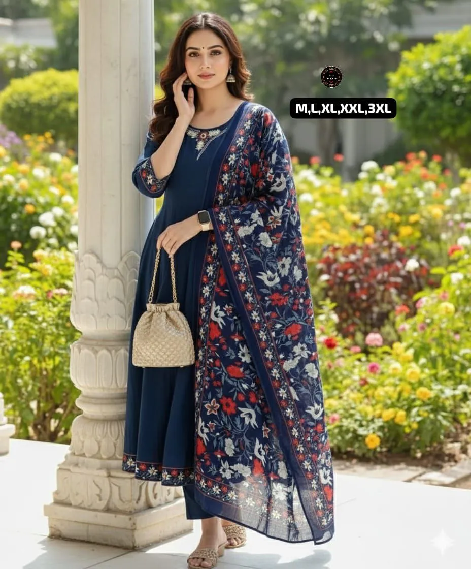 Buy Laxmy Cotton Embroidery Festival Anarkali Readymade Dress & Gown Wholesale Surat 2026