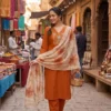 KR 412 Roman Silk Embroidery Work Readymade Dress Wholesale Surat