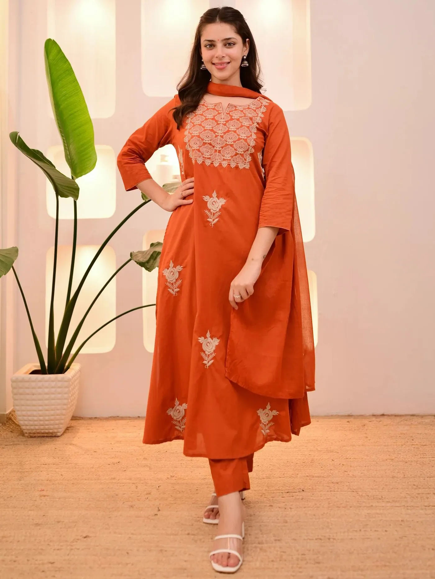 FFD Tesla Embroidery Festival Anarkali Gown Dupatta Set Wholesale