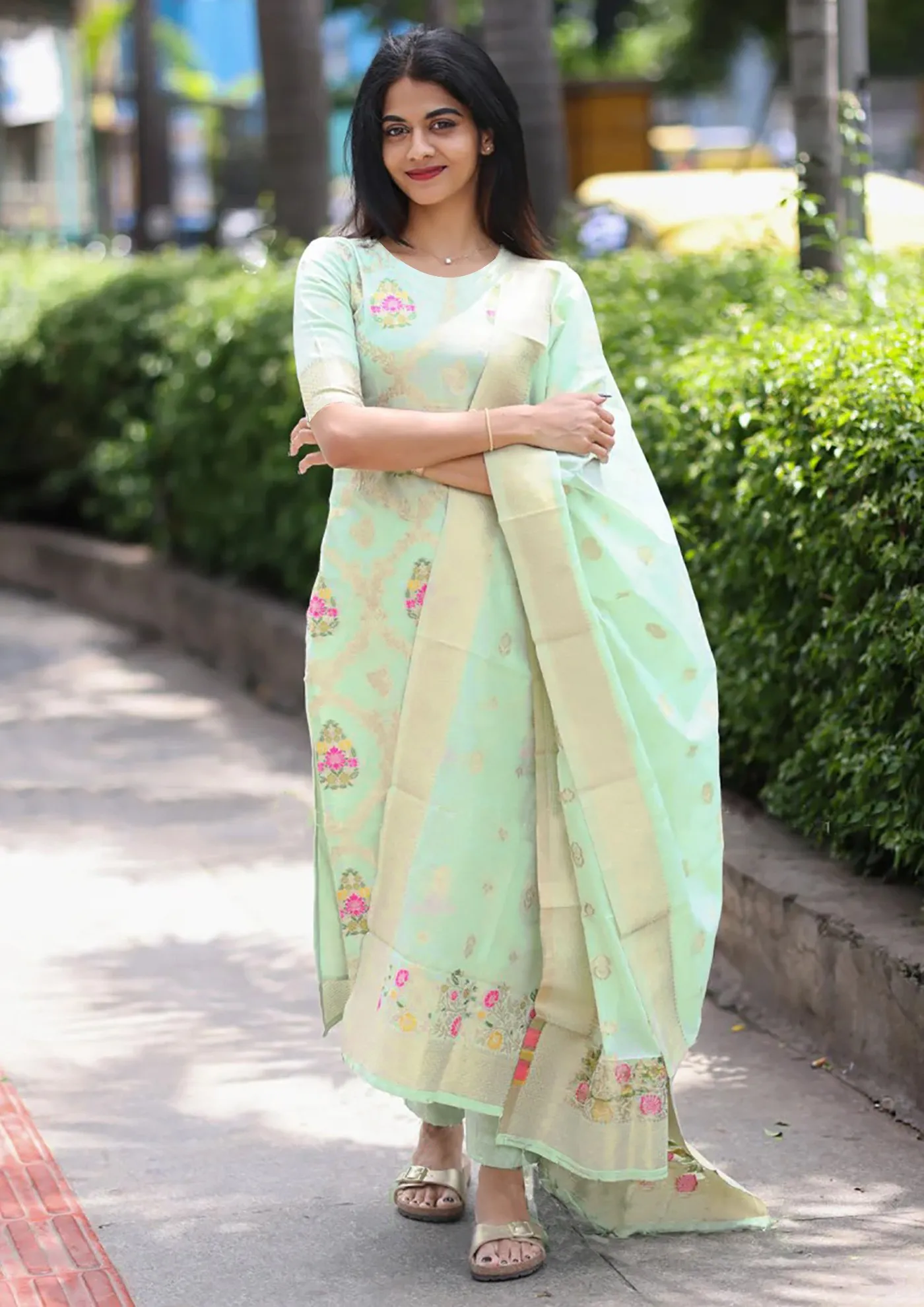 FFD Art Silk Weaving Readymade Dress Wholesale Online Surat