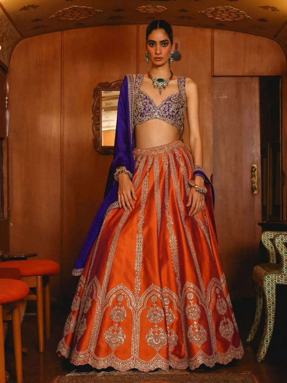 HCR 1120 Two Tone Silk Embroidery Work Wedding Lehenga Choli Wholesale Surat