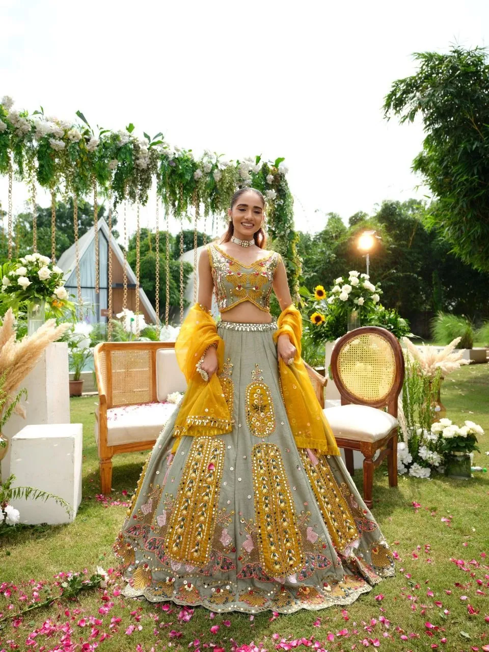 HCR 1121 Slub Silk Mirror Work Lehenga Choli Wholesale Surat