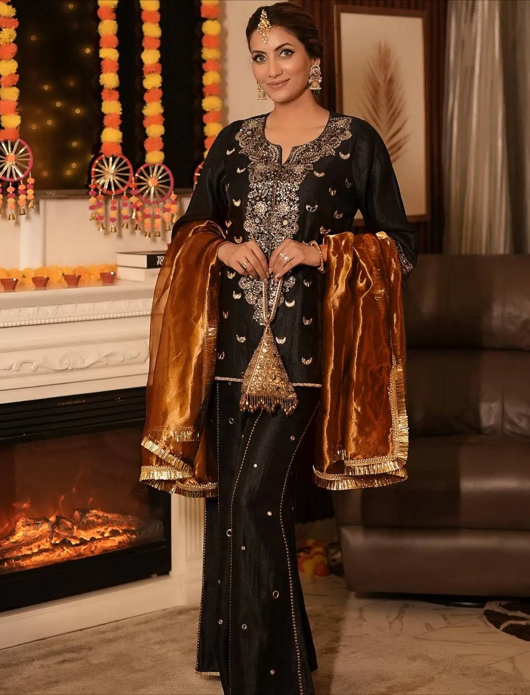 C585 1435 Chinon Silk Zari Embroidery Work Sharara Suit Wholesale Surat